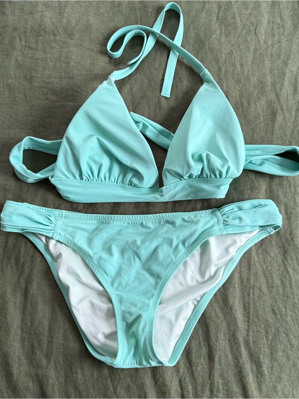 Victoria's Secret Light Aqua Halter The Knockout Bikini Set